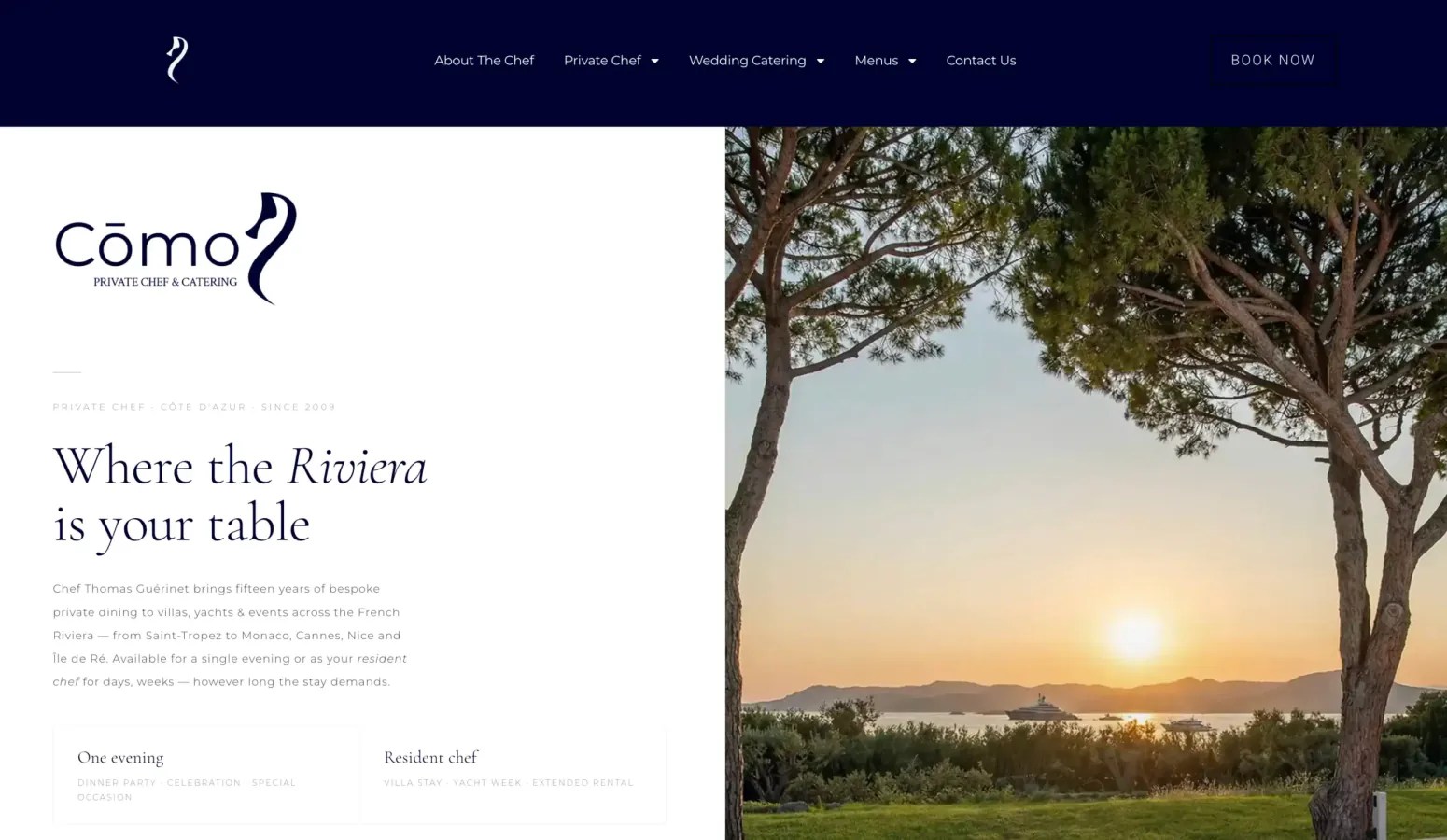 Site Oviō Private Chef conçu par Studio Bamboo